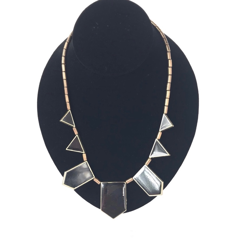 Black Geometric Statement Necklace‎